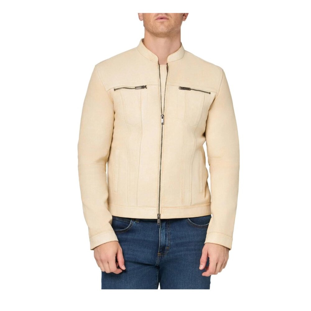 $698 NWT Brand New John Varvatos Brando Band Collar Leather Jacket Size 54 US